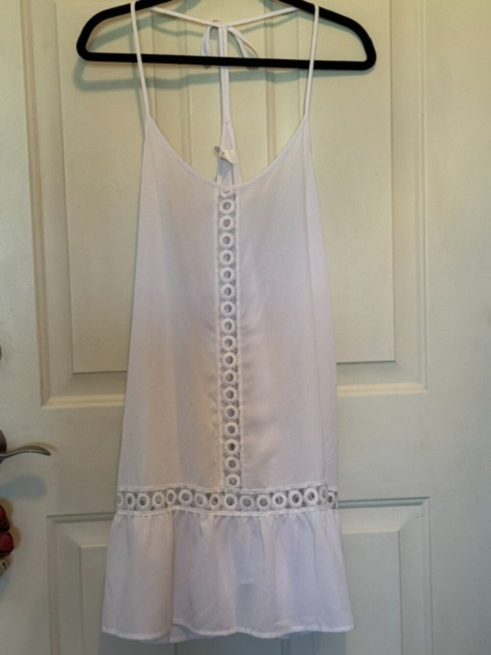 Freshwater White Eyelet-Trim Swim Cover-Up Dress